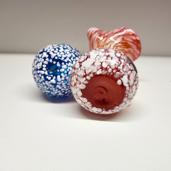 Blown Glass Orange Blue White Speckle Pitcher Vases Rainbow Glass - Picture 2 of 11